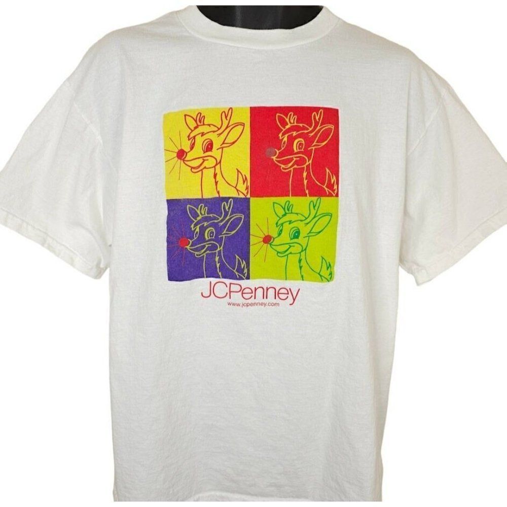 Rudolph The Red Nosed Reindeer T Shirt Vintage 90s JC Penney Christmas Mens